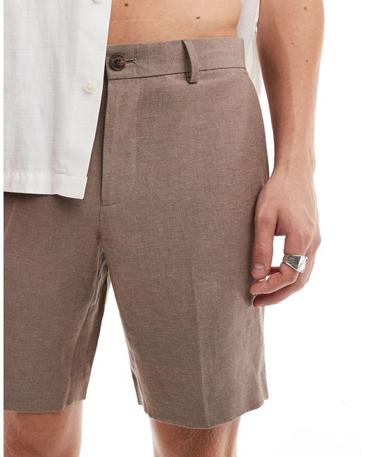 River Island Green Linen Look Shorts for men