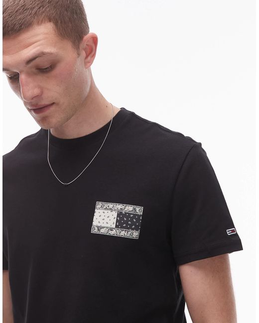 Tommy Hilfiger Blue Paisley Flag Back Print T-shirt for men