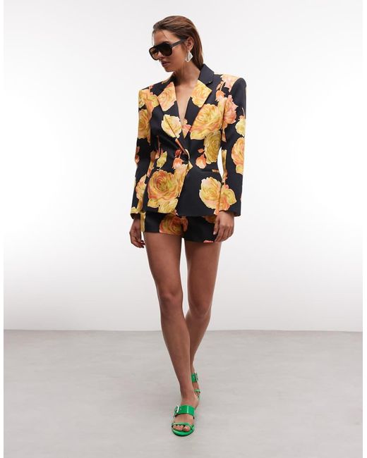 ASOS Multicolor Blazer With Nipped Waist And Power Shoulder