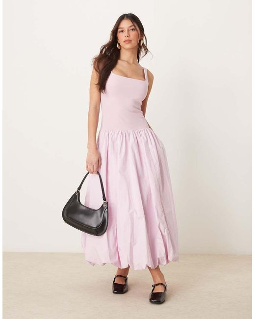 Abercrombie & Fitch Bubble Midi Jurk Met Verlaagde Taille in het Pink