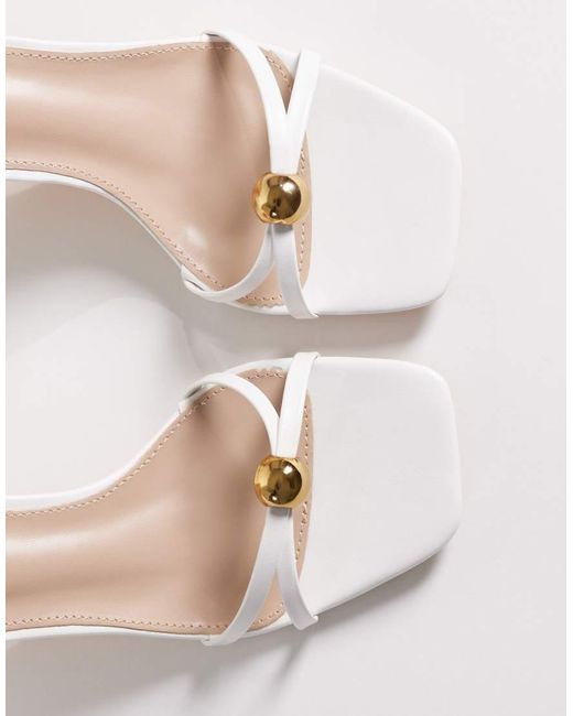 Raid Wide Fit White Devena Block Heeled Sandals
