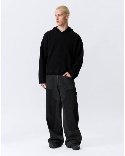 Rahtech Weekday Weekday Wool Blend Slouchy Fit Knitted Hoodie in Black for Men | Lyst