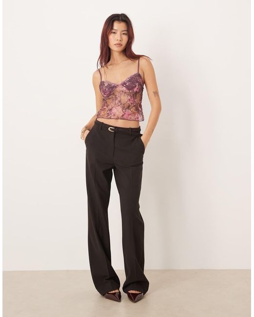 Motel Pink Rubik Abstract Mesh Cami