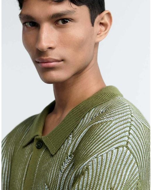 Desigual Green Polo Knit Sweater for men