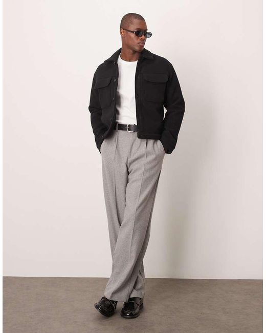 Abercrombie & Fitch Black Wool Blend Cropped Trucker Jacket for men