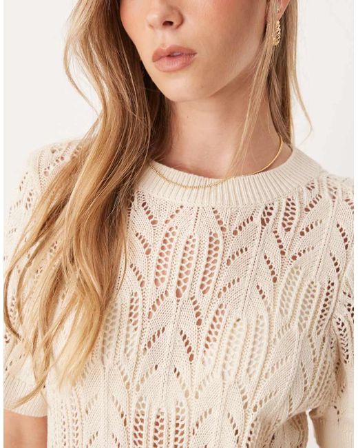 Vila Natural Short Sleeve Open Knitted T-shirt