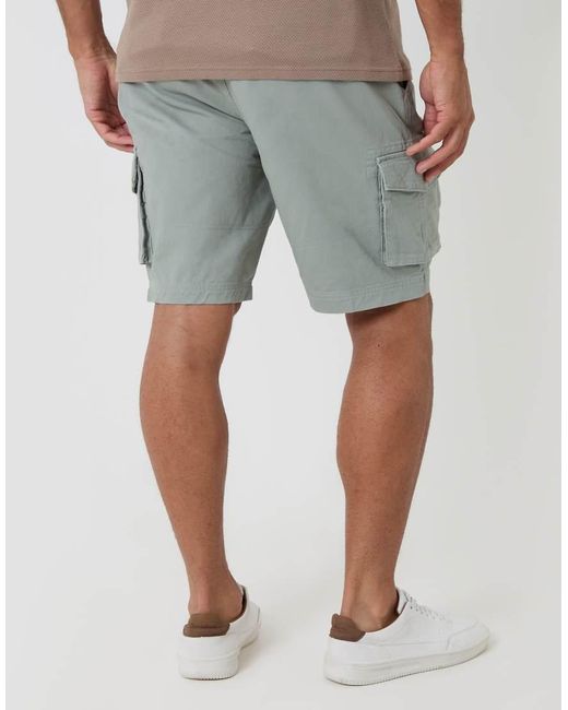 Threadbare Gray Cotton Twill Cargo Shorts for men