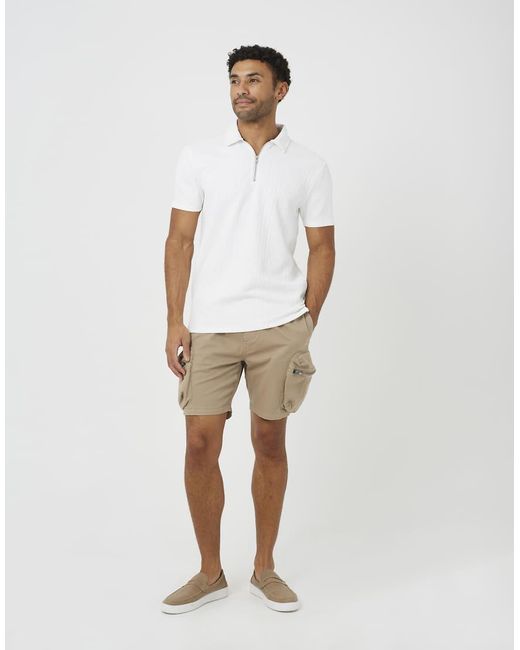 Brave Soul Natural Cargo Pocket Cotton Twill Shorts for men