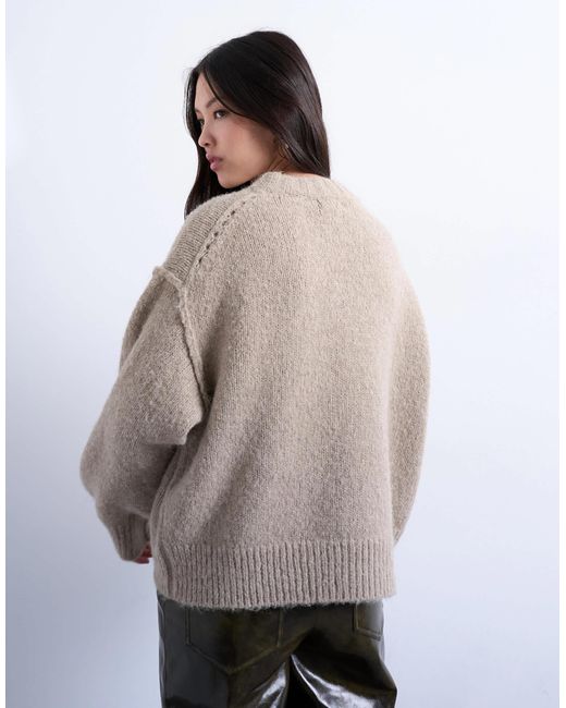 Pull en maille duveteuse TOPSHOP en coloris Gray
