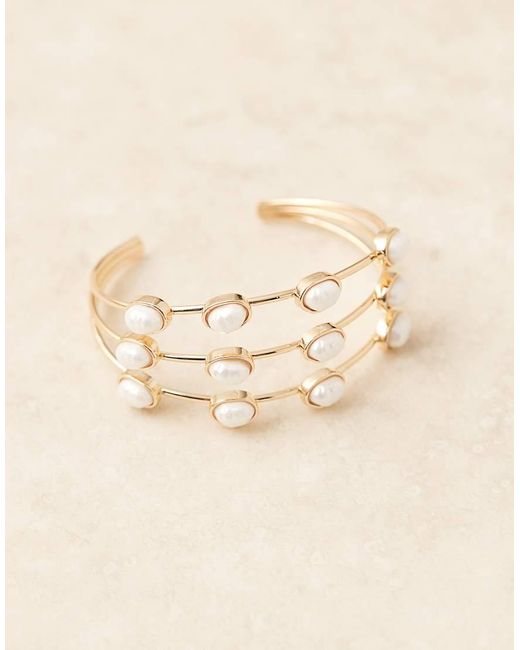 ASOS Brede Armband Met Drie Rijen Imitatieparels in het Brown