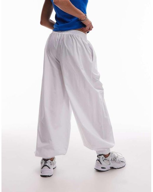 TOPSHOP White Poplin Cuffed Trousers