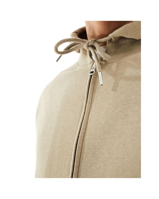 ASOS Natural Zip Through Hoodie for men
