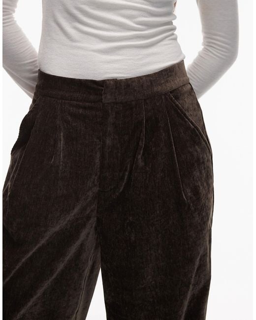 ASOS White Textured Velvet Tailored Wide Leg Trouser