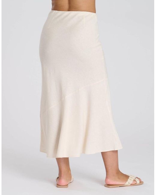 South Beach White Linen Blend Midi Skirt