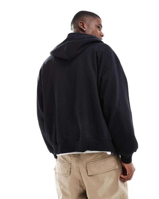 Only & Sons White Oversized Zip Thru Hoodie for men