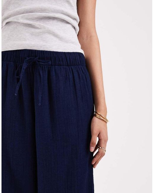 ONLY Blue Wide Leg Seersucker Trouser