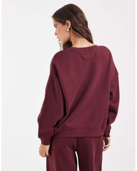 Pieces Red Oversized Sweatshirt Co-ord
