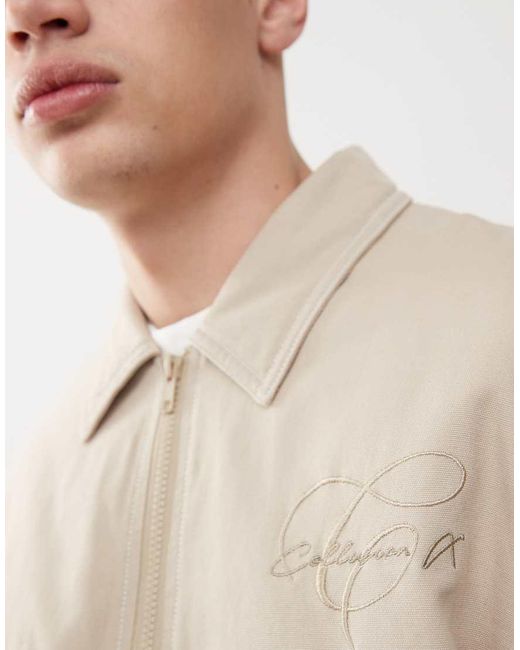 Collusion White Harrington Jacket for men