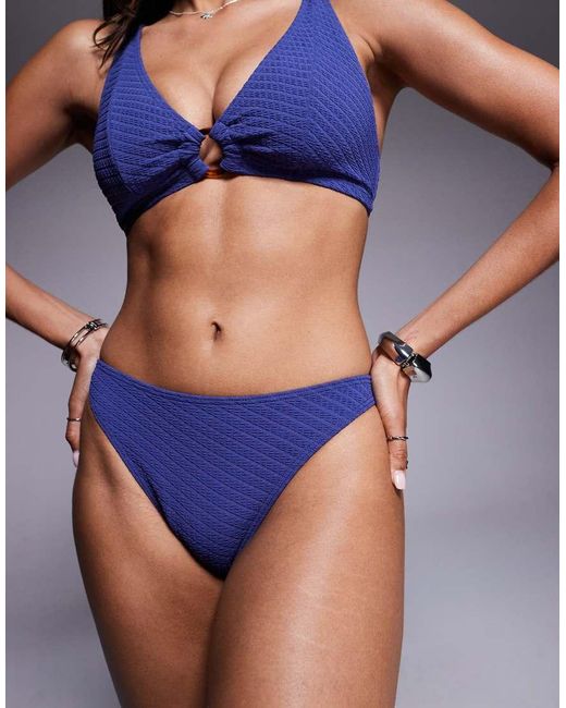 Wolf & Whistle Blue Textured Bikini Bottom