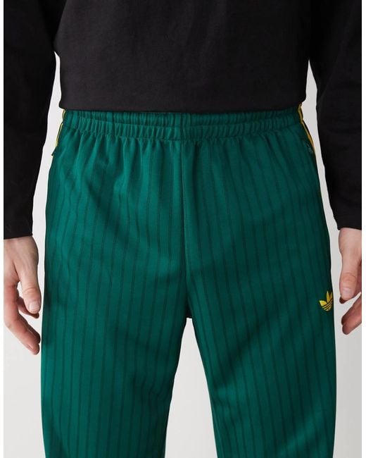 Adidas Originals Green Firebird Loose Pinstripes Track Pants for men