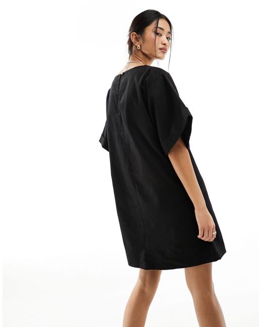 ASOS Black Twill Boxy T-shirt Mini Dress