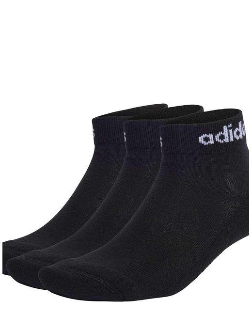 Adidas Originals Black Linear Ankle Cushioned Socks 3 Pairs