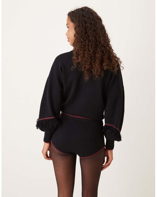 Never Fully Dressed Black Safari Embroidered Knitted Hotpants