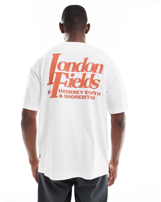 Camiseta Blanca Extragrande Con Estampado "London" En La Espalda De -Blanco Only & Sons de hombre de color White