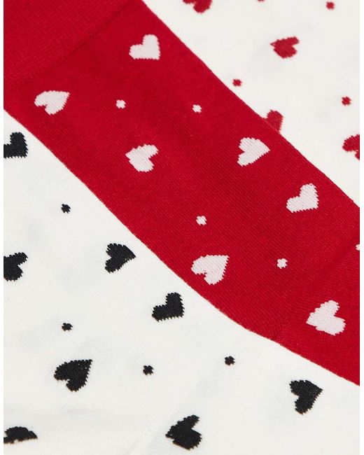 Lindex Red 7 Pack Heart And Dot Printed Socks