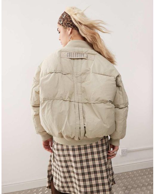 Bomber Oversize Color Écru Con Logo di Collusion in Natural