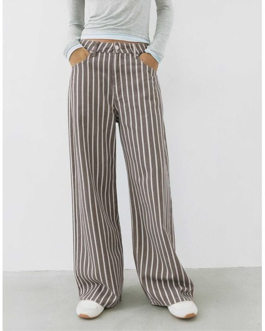Jean baggy rayé taille basse Pull&Bear en coloris Gray
