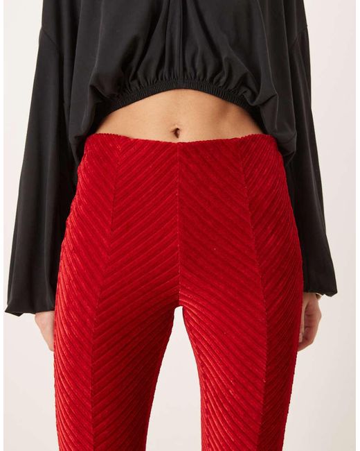 Free People Red Penny Pull On Velvet Flare Trousers