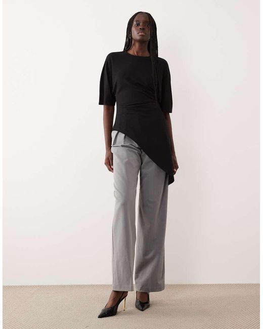Gina Tricot Black Short Sleeve Asymmetric Top