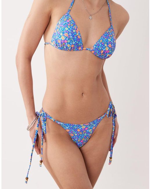 Kulani Kinis Blue Electric Bloom Tie Side Bikini Bottom