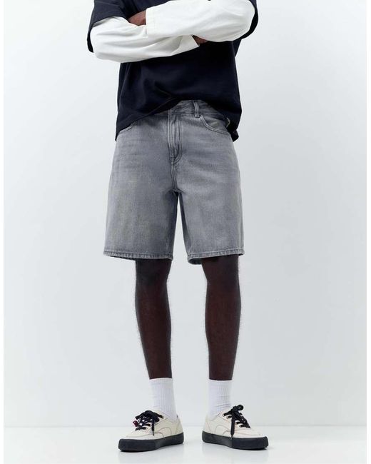 Pull&Bear Blue Standard Denim Bermuda Shorts for men