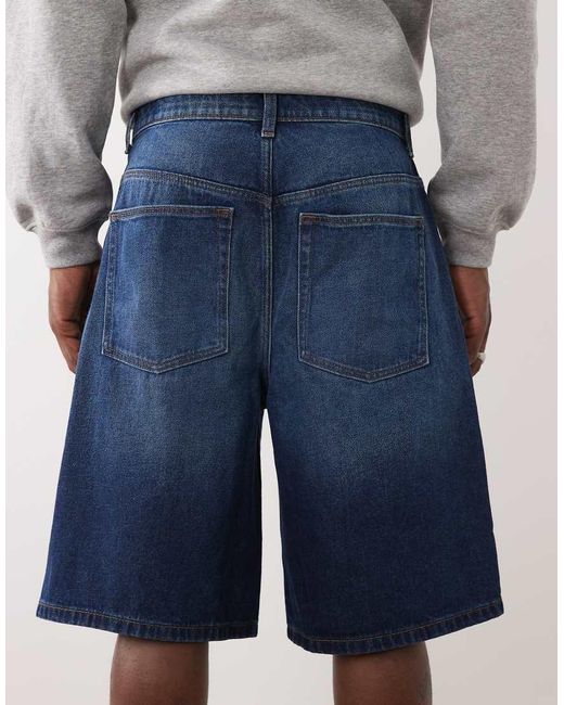 ASOS Blue Loose Denim Jorts for men