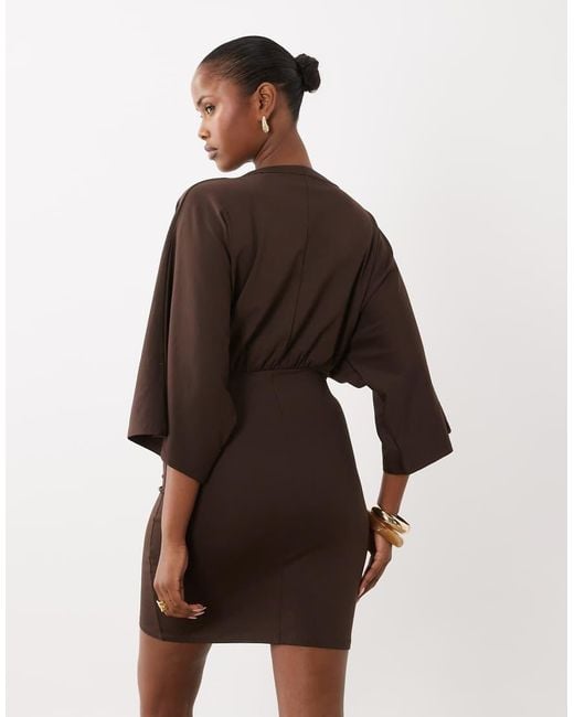 ASOS Natural Grecian V Neck Mini Dress