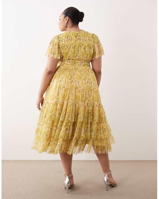 Lace & Beads Plus Yellow Lace & Beads Madison Plus Midi Dress