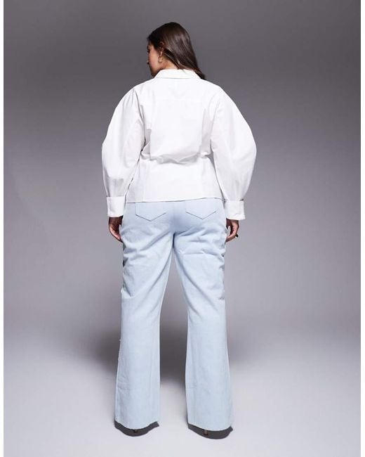 ASOS Blue Curve Denim Pearl Embellished Cornellli Jeans With Organza Flowers