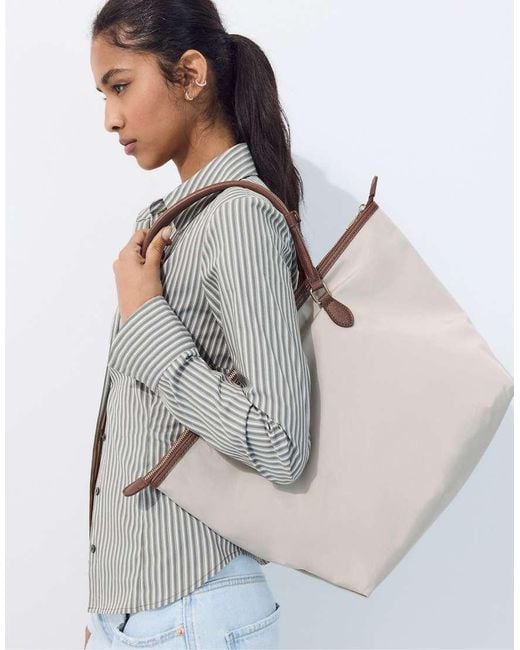 Stradivarius Natural Contrast Crossbody Shopper Bag