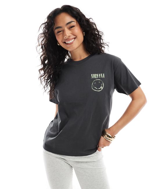 JJXX Gray Boxy T-shirt With Nirvana Print