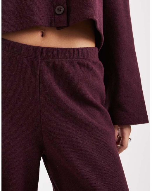 Miss Selfridge Red Brushed Rib Co-ord Trouser