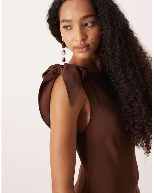 Mango Brown Asymmetric A-Line Dress