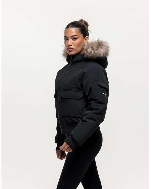 Good For Nothing Blue Padded Parka Jacket With Faux Fur Trim Hood