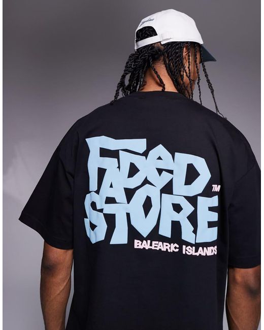Camiseta Negra Con Logo Estampado En La Espalda Balaric De Faded Store de hombre de color Blue