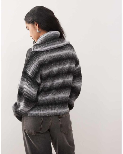 Collusion Gebreid Gestreept Vest Met Rits in het Black