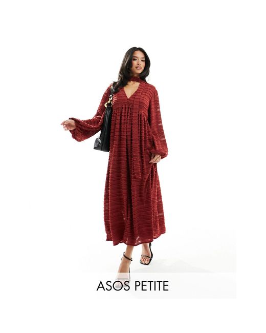 ASOS Red Asos Design Petite Fluffy Chuck On Midi Dress