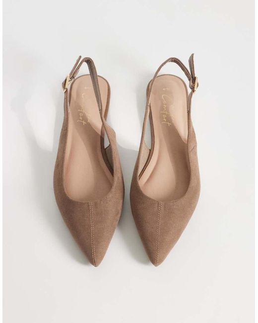 New Look White Faux Suede Slingback Flats