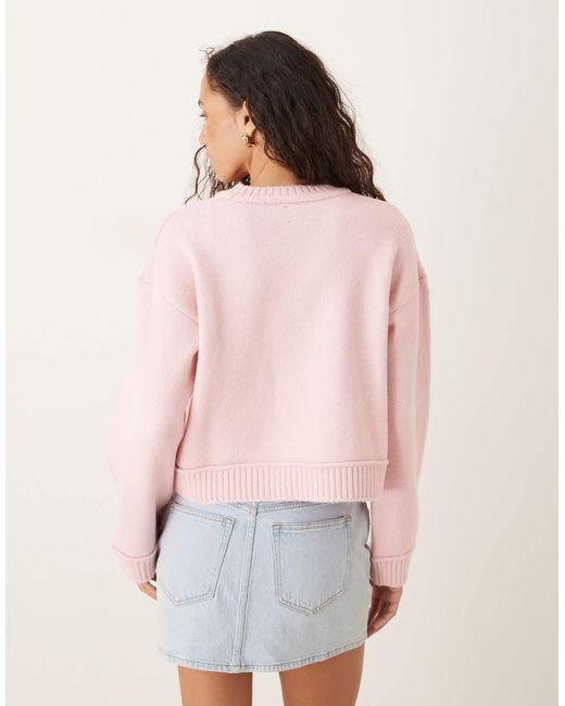 ASOS Pink – oversize-pullover aus strick mit breit gerippten details