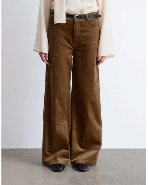 & Other Stories Brown Cord Wide Leg Trousers With 5-pocket Detail